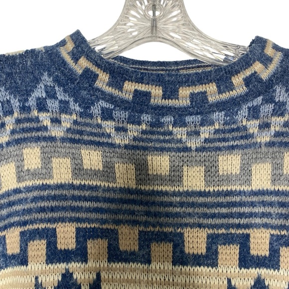 Needles and yarn vintage 90’s Cosby style soft blue/beige sweater-Size Large - Picture 3 of 9